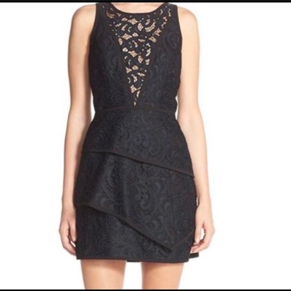 BCBG MaxAzria Hanah Layered Lace Mini Dress in Black - Picture 1 of 7